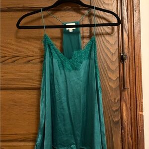 Cami NYC Teal Lace Trim Tank Top